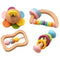 4 PCS Wooden Baby Rattle Set, Organic Colorful Rattles for Babies 0-12 Months, Wooden Teether Crochet Toy