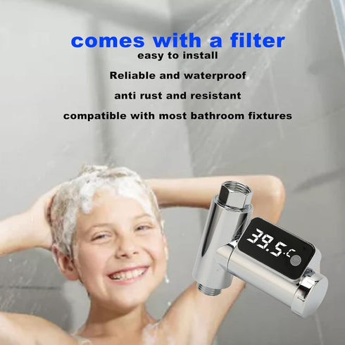 Vikye Digital Thermometer, LED Display Water Shower Thermometer Rotatable Screen, Baby Bath Water Temperature