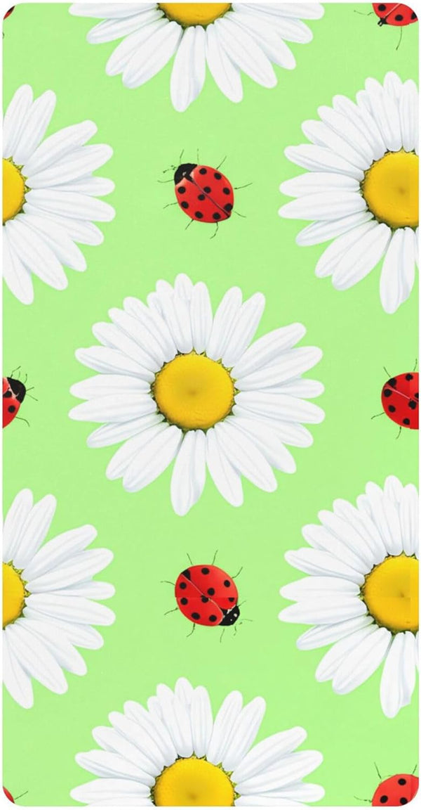 Red Ladybugs Cotton Fitted Crib Sheets for Girls and Boys, Soft Breathable