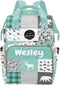 Noverbibi Personalized Woodland Deer Bear Diaper Bag with Name Custom Baby Bag, Nursing