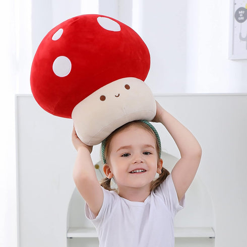 12 Inch WeBingo Mushroom Plush Pillow, Cute Large Mushroom Decor Stuffed Animal Plushies Stuffy for Girl Boy Kid Adult