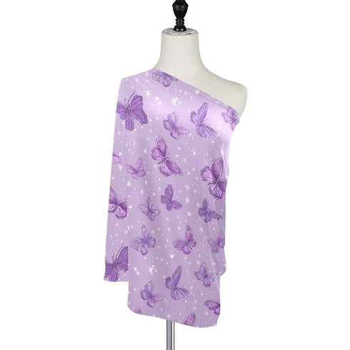 foixnub Baby Car Seat Canopy Covers Purple Butterfly White Star Nursing Breastfeeding Cover Multi-use for Infant