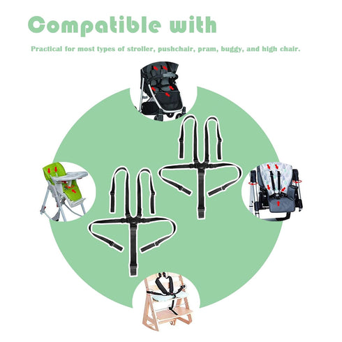 5 Point Harness Seat Belt Strap Belt,High Chair Strap,Baby Safe Harness for Stroller Pushchair Pram Buggy Safe