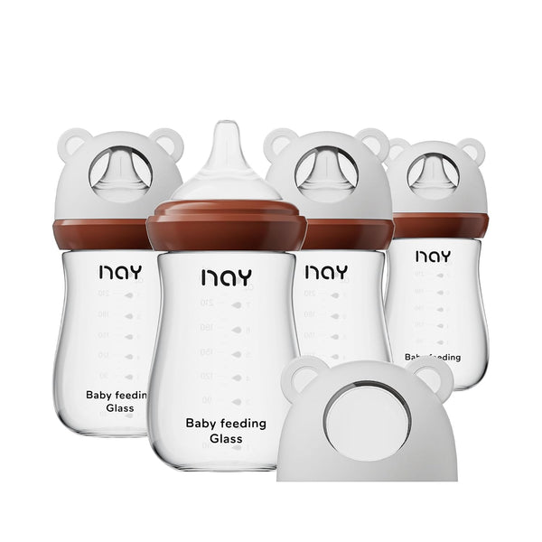 yanyoyo Natural Glass Baby Bottle for Breastfeeding Babies, 8oz Anti-Colic Baby Bottle