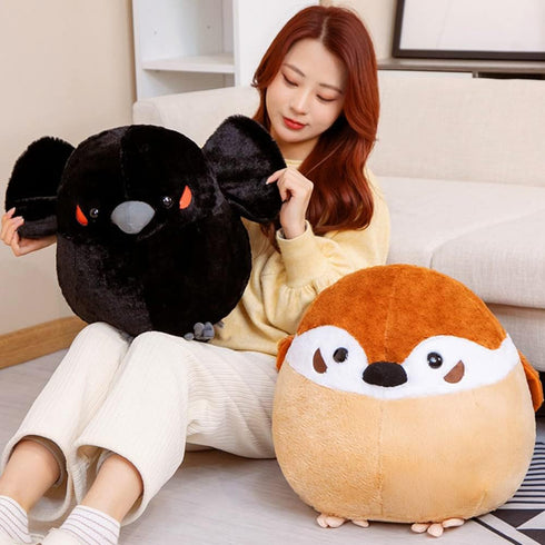 XIYUAN 17.8inch Sparrow Plush Toy Large Fat Bird Plushie Doll Cute Ball Soft Throw Pillow Funny Animal Form Plush
