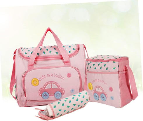 Set Totority Large Capacity Multi-function Diaper Bag for Moms Stylish Pink Tote with Changing Pad Bag and Bottle