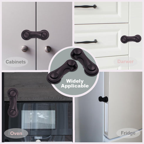 4 Pack Cabinet Locks for Babies, Childproof Latches with Adhesive for Drawer Cupboards Closet and Pantry Door