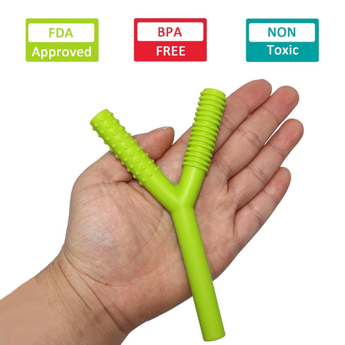 Teether Tubes for Babies 3-6 Months, 3 Pack Silicone Hollow Chew Tube Toy for Autistic Children, Y Shape