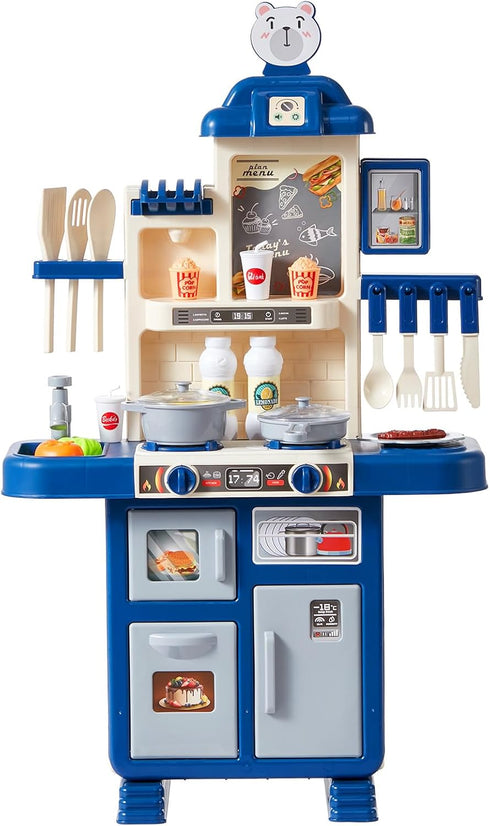Playset 48PCS, Set 18.5" 9.4" 30.7" VEVOR Kids Kitchen Pretend Play Kitchen with Cooking Stove with Steam, Sounds