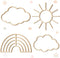 4 Pieces Boho Nursery Cloud Star Wall Decor Wooden Babyroom Moon Rattan
