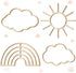 4 Pieces Boho Nursery Cloud Star Wall Decor Wooden Babyroom Moon Rattan