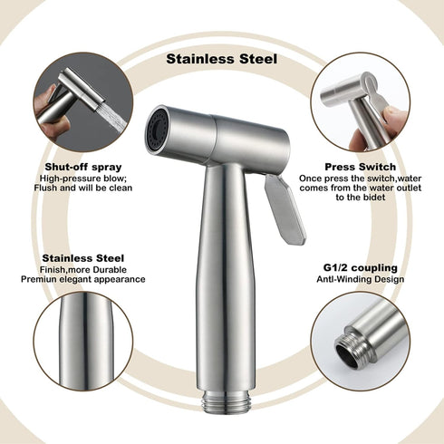 OJJBAVKFQ HandheldSprayer for Toilet Brass Baby Cloth Diaper Sprayer Portable Hand Held ToiletSprayer Head withHose