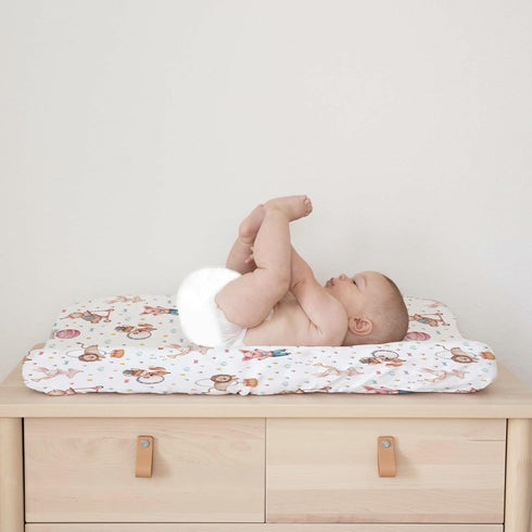 Watercolor Circus Animals Changing Pad Cover, Soft Stretchy Snug Fitted Changing Table Pad Mats for Boy Girl, 32" x 16"