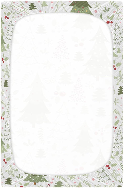 Jihqo Pack 39" 27" Cartoon Christmas Tree Crib Sheets for Boys Girls N Play Sheet Soft Breathable Mini Crib Sheets x