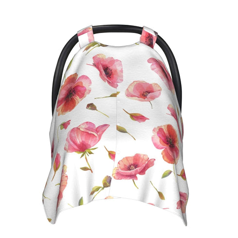Zhbvncp Flowers of Poppy Baby Car Seat Cover & Breastfeeding Nursing Cover - Breathable Stretch Fabric Multi-Use