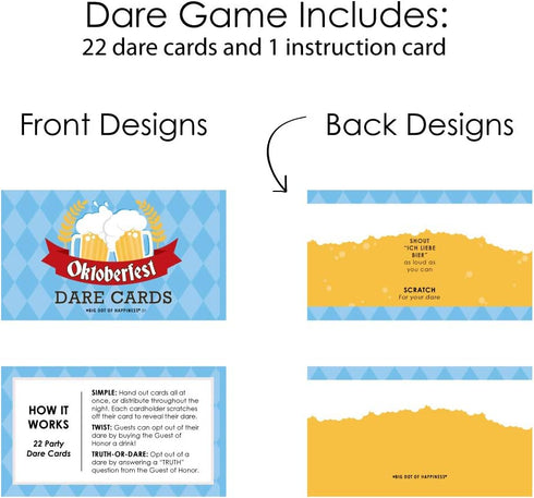 Big Dot of Happiness Oktoberfest Scratch Off Dare Cards, 22 Count, German Beer Festival Game