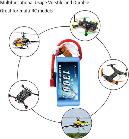 Gens ace 11.1V 1300mAh 3S 45C LiPo Battery Pack with Deans Plug for RC Plane Heli Airplane