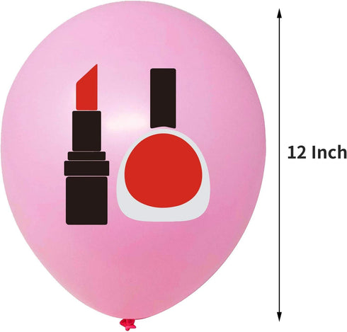 12pcs Spa Makeup Cosmetics Balloons Bouquet for Spa Theme Birthday Bride Shower Girl’s Day Party Decorations
