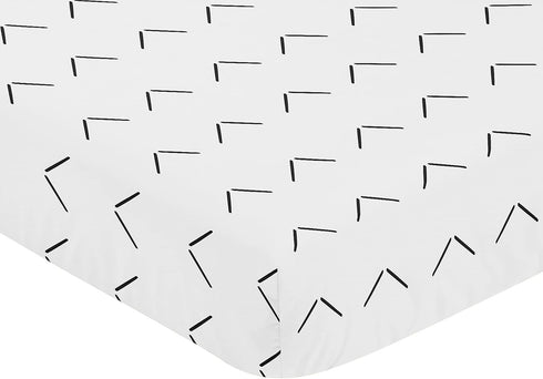 Sweet Jojo Designs White and Black Boho Arrow Boy Girl Fitted Crib Sheet Baby or Toddler Bed Nursery - Black and White
