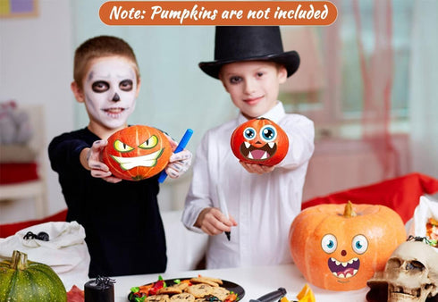 Halloween Pumpkin Decorating Craft Stickers, 48 Pack Mini Face Stickers for Kids Toddlers Treats Party Favors