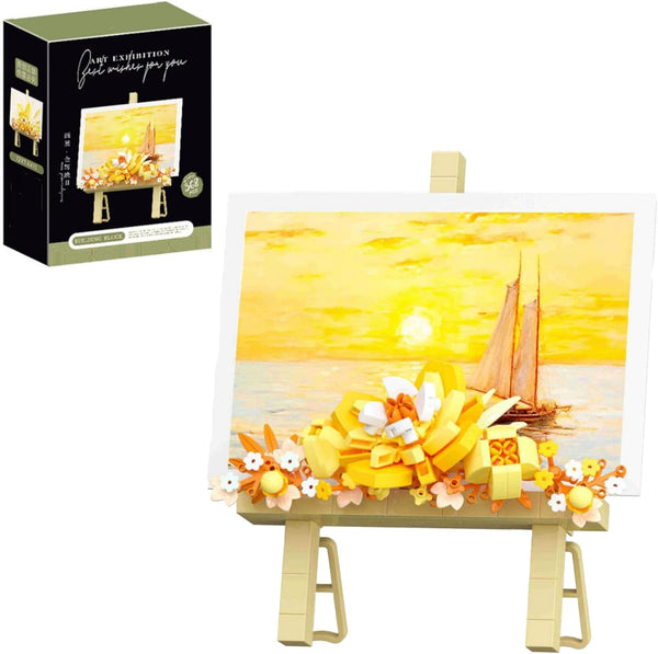 WULOBOOI Mini Flowers Picture Frame Building Set, Desk Decor Block Easel for Message