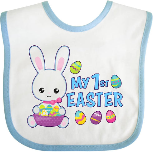 inktastic My 1st Easter Baby Bib with Bunny and Easter Basket