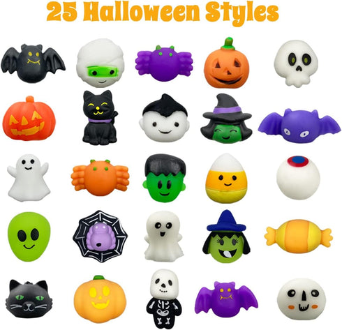 Anditoy 100 PCS Halloween Mochi Squishy Toys Squishies for Kids Girls Boys Halloween Party Favors Halloween Treat Bags
