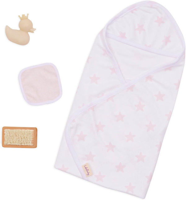 LullaBaby Hooded Bath Towel in Pink Star Pattern Bath Toys & Pink