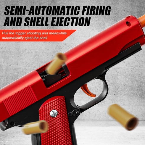 2Pack 1911 Shell Ejecting Pistol Toys Gun - Semi-Automatic Handgun with Soft Bullet and Auto Rebound, Outdoor Game Toy