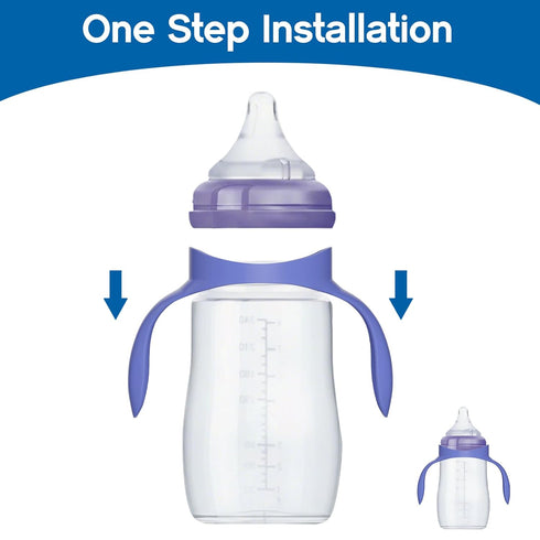 Pack 4 Baby Bottle Handles for Lansinoh Bottles, Bottle Holder for Baby Self Feeding, Bottle Feeding Holder, Purple