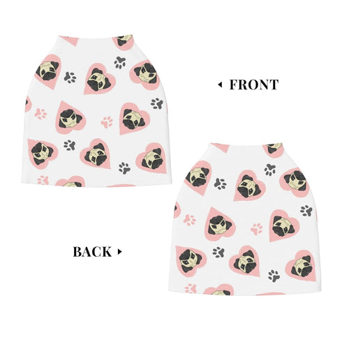 Schgap Cute Pugs Hearts Car Seat Cover Canopy for Babies, Nursing Cover Breastfeeding Baby Carrier Covers Carseat