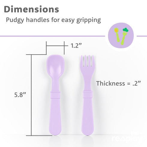 Set 4x4 Set Set 8-5.8" 1.2" 0.2" Re-Play Toddler Forks and Spoons - Utensils for Kids - Dishwasher and Microwave Safe