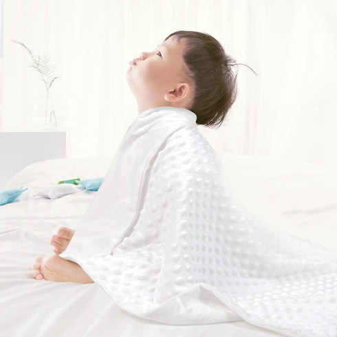 david's kids Minky Baby Blanket for Boys Girls Neutral, Soft Lightweight Micro Fleece Blanket with Double Layer, Dotted Backing, Breathable Receiving Blanket for Newborns, 30x40 Inches, White by david's kids