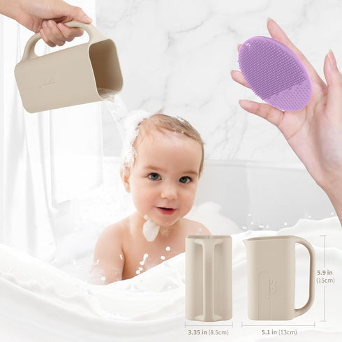 CAROFAFA 100% Baby Bath Rinse Cup Food Grade Silicone Wash Rinser Cup For Kids (Shifting Sand)