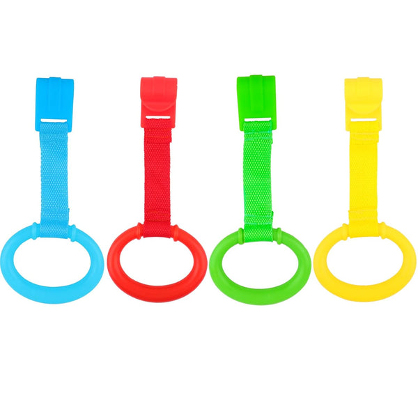 Baby Pull Up Rings, 4 Pcs Standing Walker Crib Pull Bar for Playpen, Toddler Kids Children Walking Training Tool