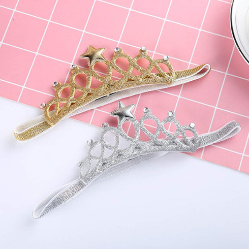 Baby Girl Crown Tiara Headband, Hair Band Headwear Birthday Gift, Princess Tiara Crown (Silver)