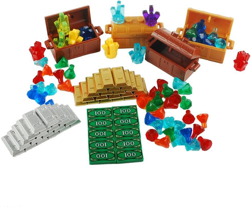 Treasure Accessories Set Building Blocks Bullion Money Gold Bar Jewelry Kit, DIY Set Compatible with All Brands