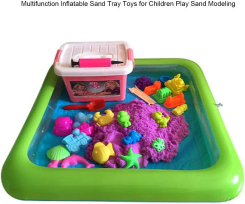Topwon Inflatable Sand Tray for Kids, Portable Sand Box with Sand Molds, Random Color, 29x39