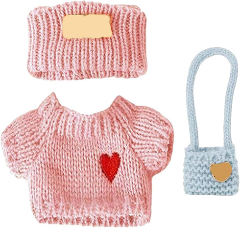 SHUOXUKE Set 17cm Doll)3-Piece for Dolls Clothes Outfit for Dolls (No Handcrafted Crochet Accessories with Pink Heart
