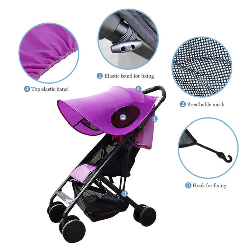 Baby Stroller Sun Shade Cover Universal Foldable Pushchair Sun Canopy UV Protection Infant Pram Sun Visor for Outdoors Stroll(Only Sun Shade)