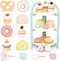 UMU Wooden Dessert Playset Pretend Play Kitchen Toy with Stand, Cupcakes, Donuts,
