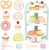 UMU Wooden Dessert Playset Pretend Play Kitchen Toy with Stand, Cupcakes, Donuts,