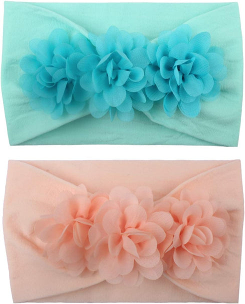 WZT Stretchy Knot Nylon Baby Headbands for Newborn Girls, Infant Toddlers, Kids Bows, Child Hair Accessories