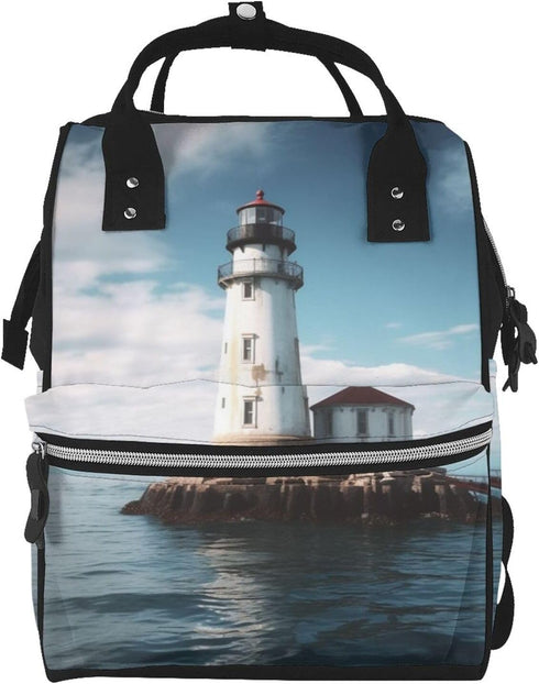 HCBPWVQA Light House Diaper Bag with Changing Pad and Pacifier Holder, Multifunction Laptop