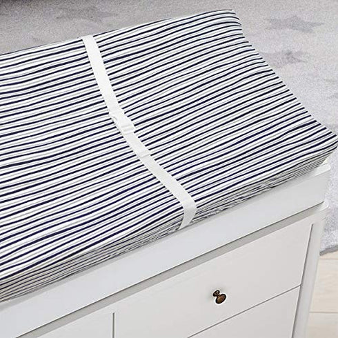 American Baby Company 2 Pack Printed 100% Cotton Knit Fitted Changing Table Pad Cover, Gray Stripes & Sports