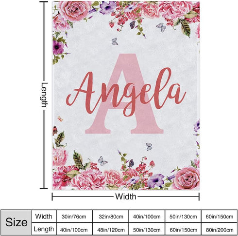 32x48 inches, Yoke Style Personalized Flannel Swaddle Blanket for Girls, Custom Baby Blanket with Name, Newborn Gifts