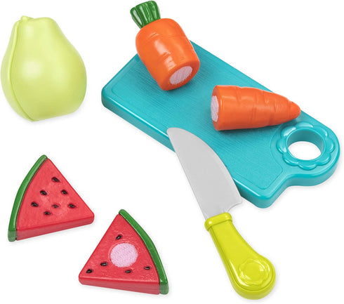 Battat Play Food for Toddlers, Farmers Market Basket and Chopping Board, Toy Food for Kids (37 Pcs)