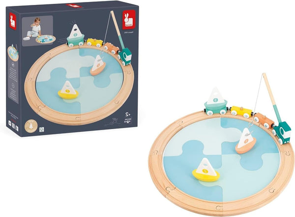 Janod Bolid FSC Wood and Cardboard Sailboat Track - Early Toy with Circuit, Puzzle & Accessories for 2 Years +
