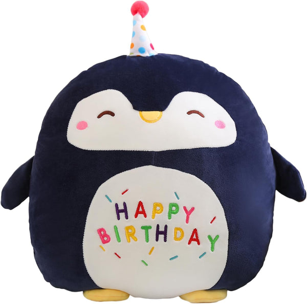 Litence Cute Penguin Plush Stuffed Animal Soft Happy Birthday Plushies Pillow Toy Gifts