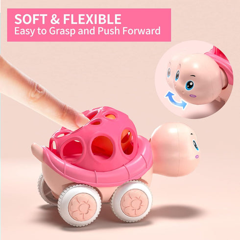 Pink Toy Car for Baby Girl Gifts, Push Wind Up Cars for Toddler Girls, Soft Truck Infants Gift